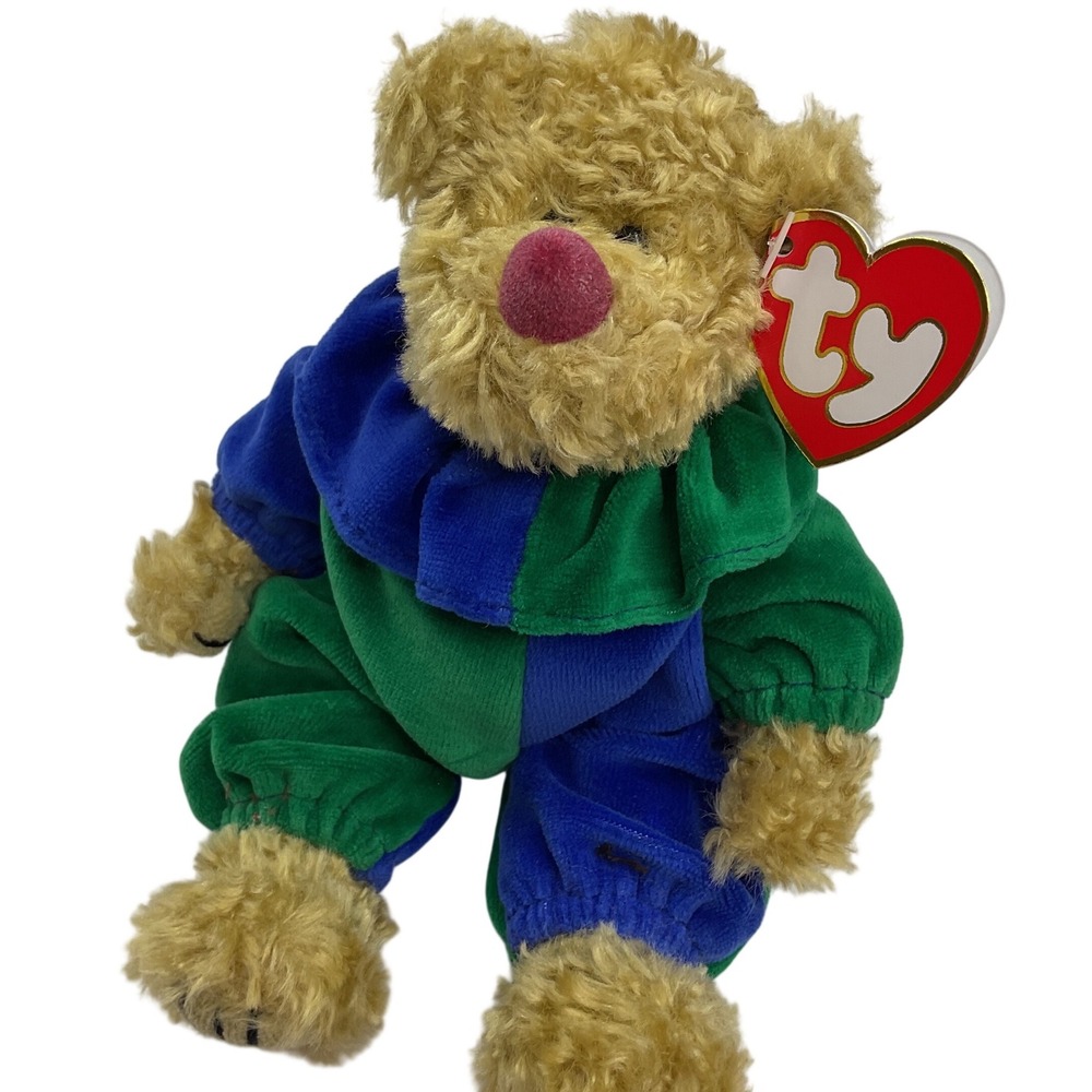 Ty Attic Treasures Piccadilly Bear 1993 Vintage Jointed Clown Plush 8 Inch